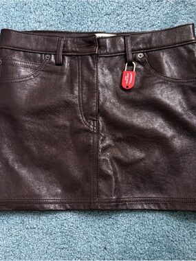 Fiorucci Chocolate Brown Faux Leather Mini Skirt